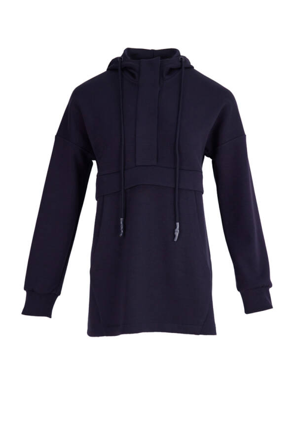 Lacivert Kapüşonlu Örme Spor Sweat - Aker