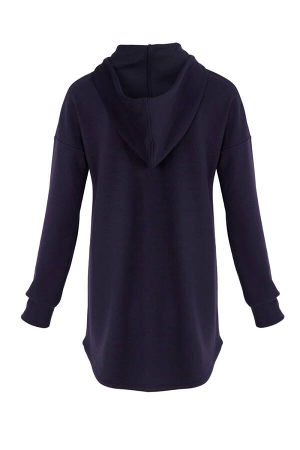 Lacivert Kapüşonlu Örme Spor Sweat - 3