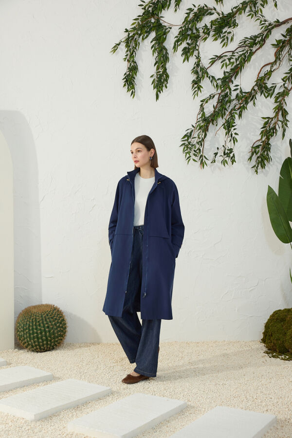 Lacivert Kapüşonlu Yağmurluk - Aker