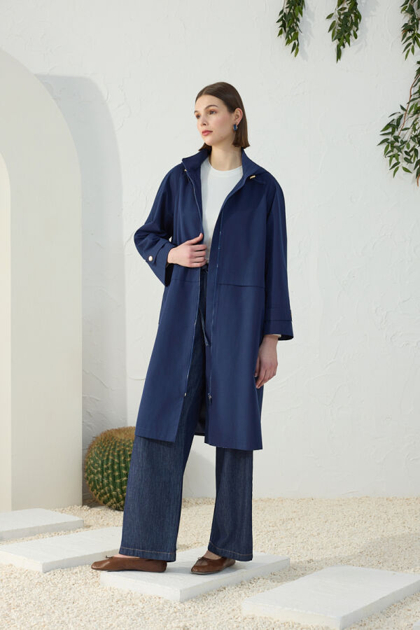 Lacivert Kapüşonlu Yağmurluk - 3