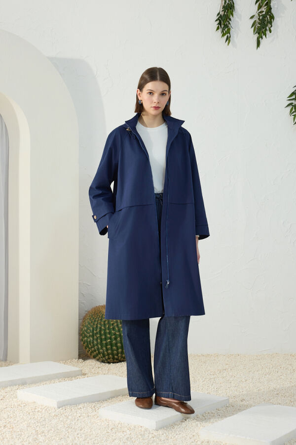 Lacivert Kapüşonlu Yağmurluk - 4