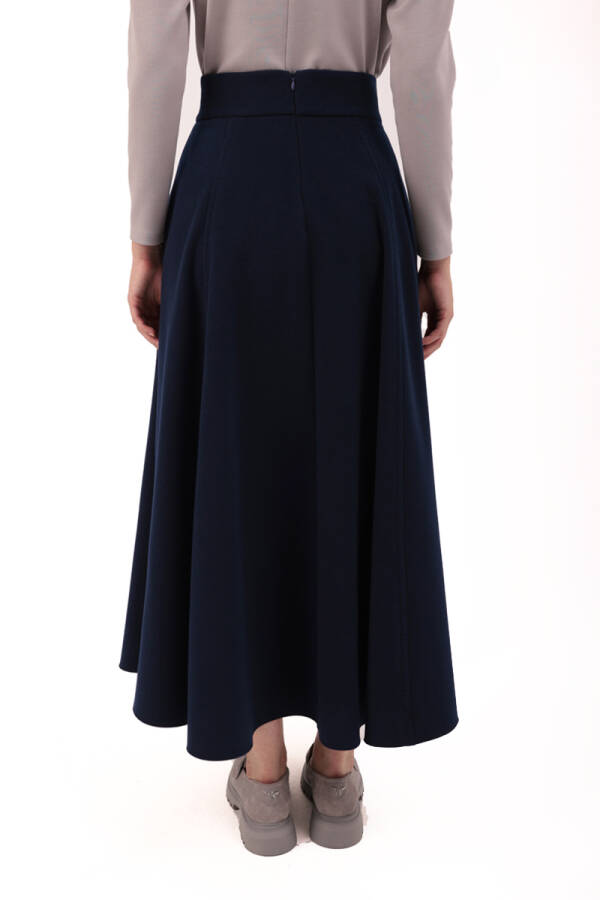 Lacivert Kaşe Punto Detaylı Etek - 6