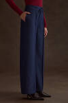Lacivert Kemeri Bağcık Detaylı Bol Pantolon - 3