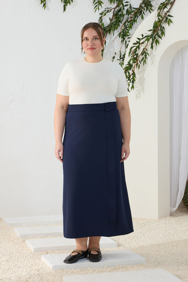 Lacivert Kemerli Etek - 3