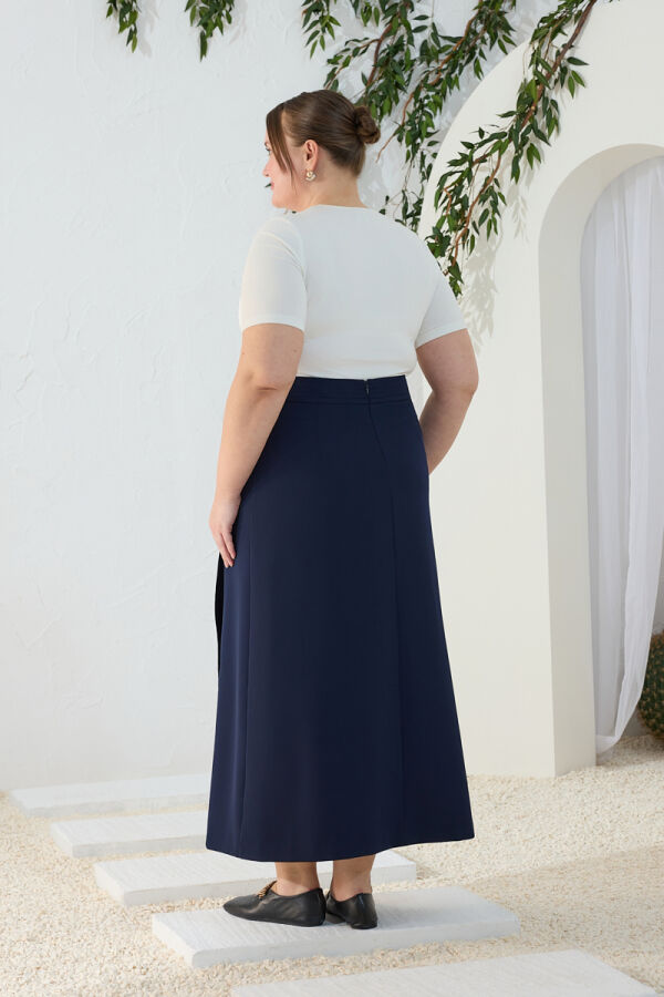 Lacivert Kemerli Etek - 6