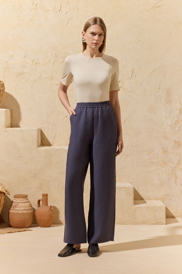 Lacivert Kemerli Pantolon - 3