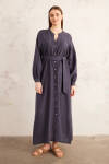 Lacivert Keten Elbise - 4