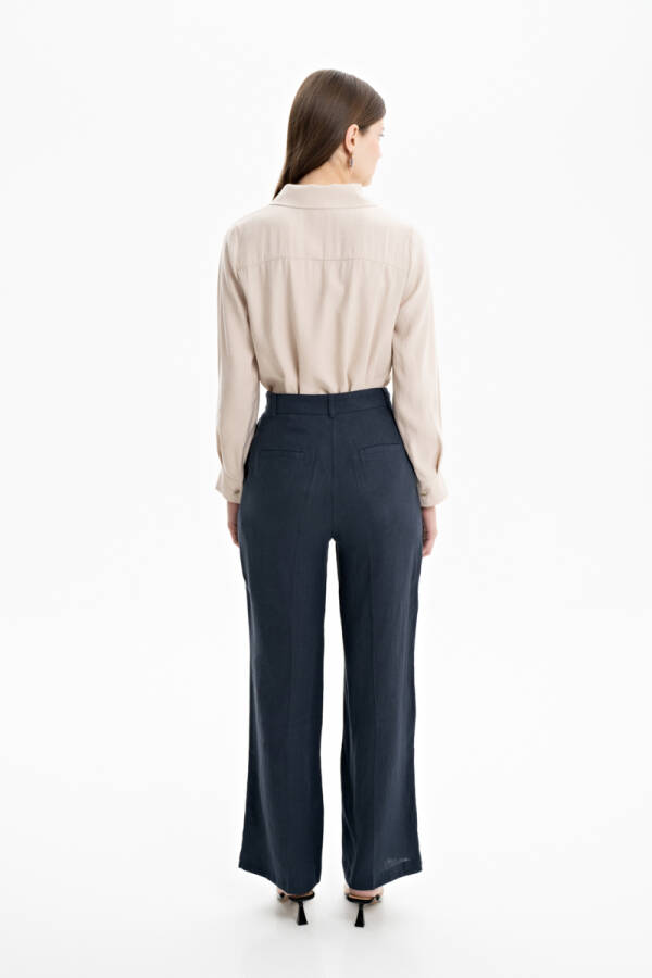 Lacivert Keten Pantolon - 5