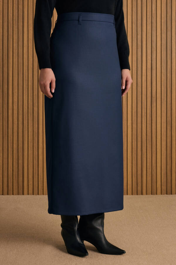Lacivert Klasik Etek - 4