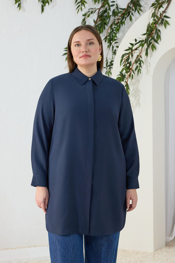 Lacivert Klasik Yaka Tunik - 3