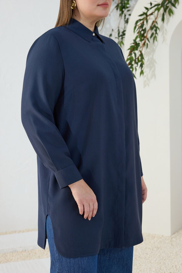Lacivert Klasik Yaka Tunik - 6