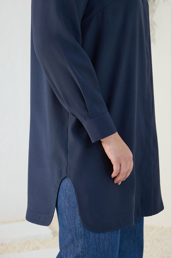 Lacivert Klasik Yaka Tunik - 7