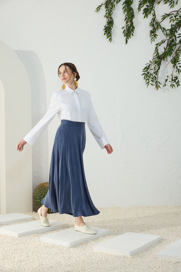 Lacivert Kloş Etek - 1