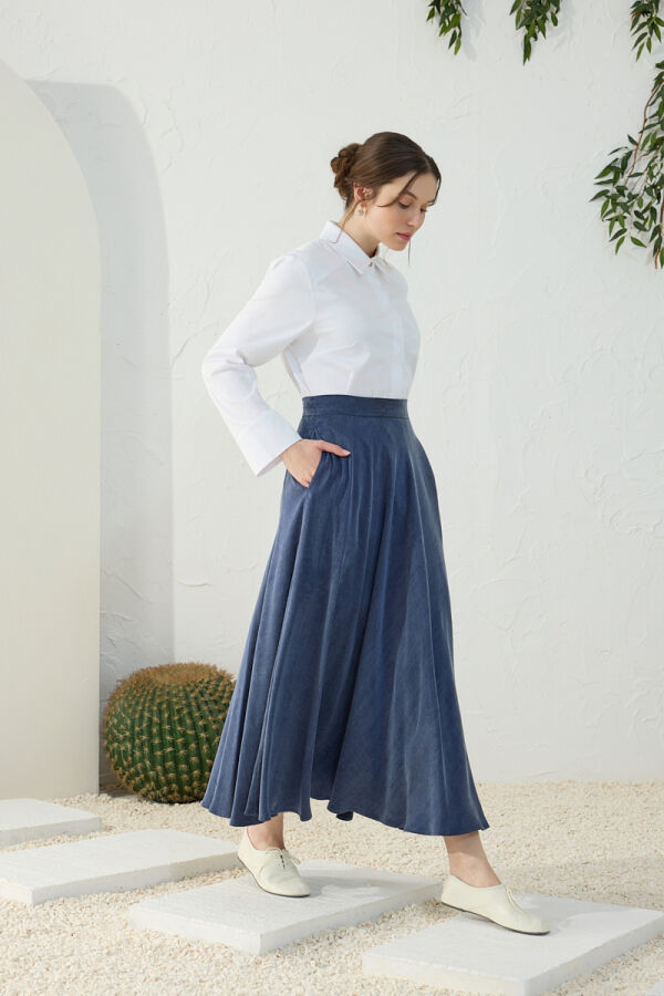 Lacivert Kloş Etek - 2