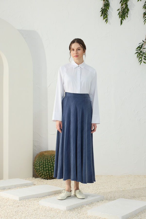 Lacivert Kloş Etek - 4