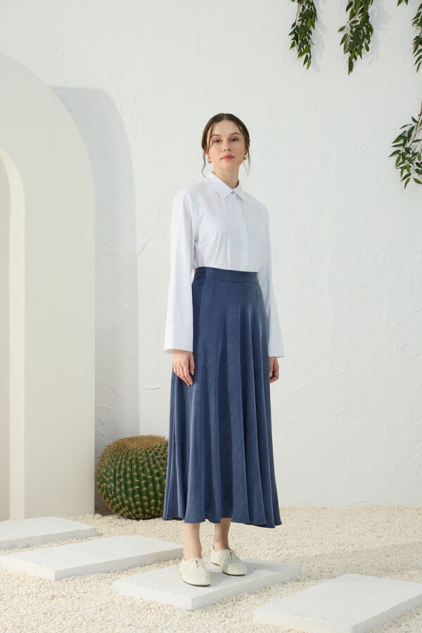 Lacivert Kloş Etek - 5