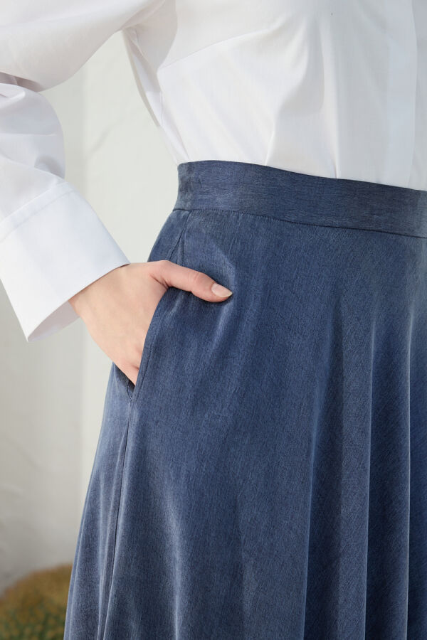 Lacivert Kloş Etek - 6