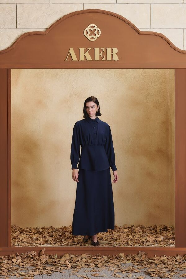 Lacivert Kloş Etek - Aker