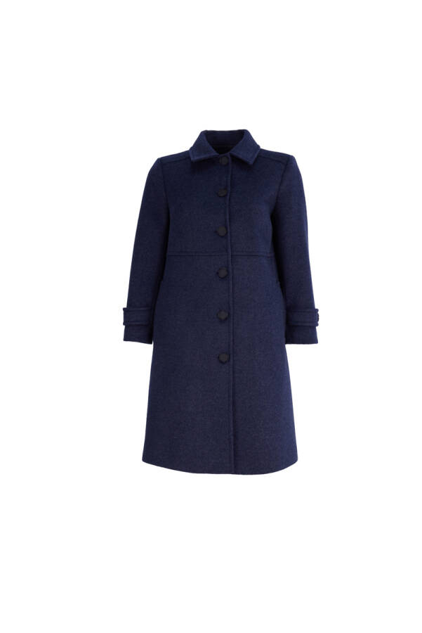 Lacivert Kolları Apoletli Kaşe Kaban - 1