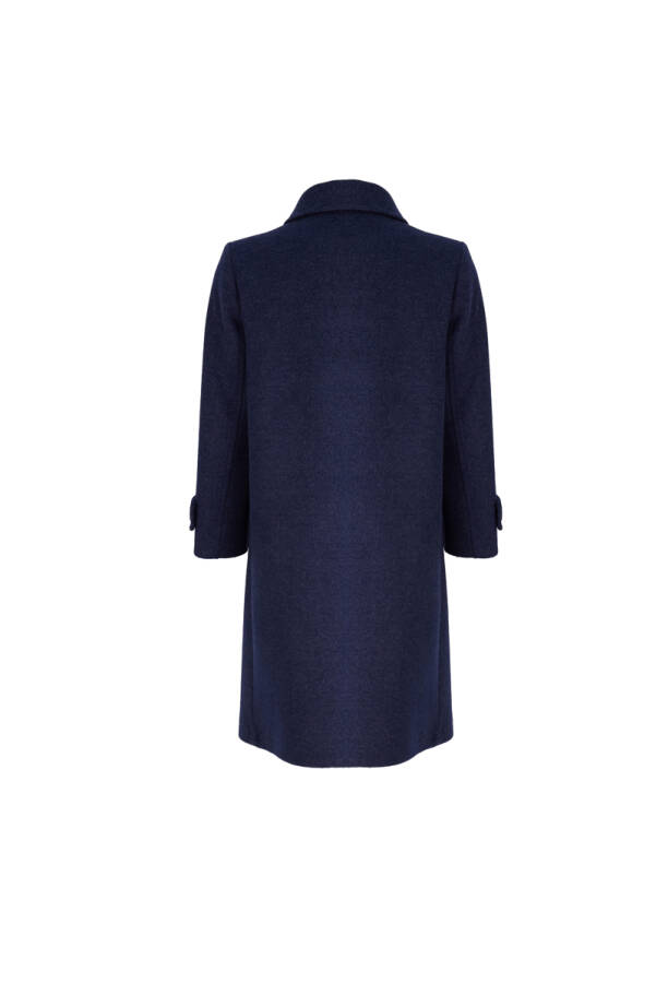 Lacivert Kolları Apoletli Kaşe Kaban - 3