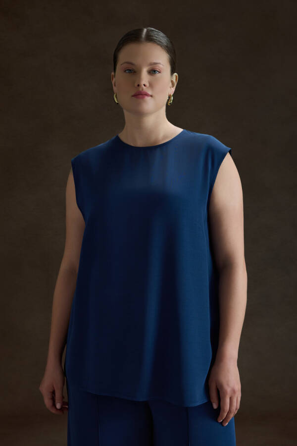 Lacivert Kolsuz Bluz - Aker