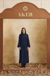 Lacivert Kolu Nakışlı Ferace - 1