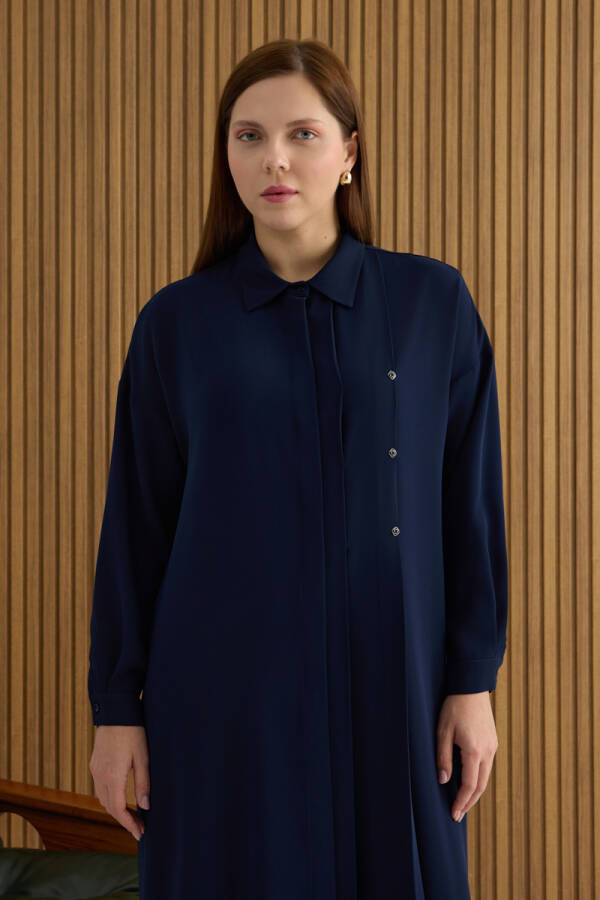 Lacivert Koza Logolu Elbise - 4