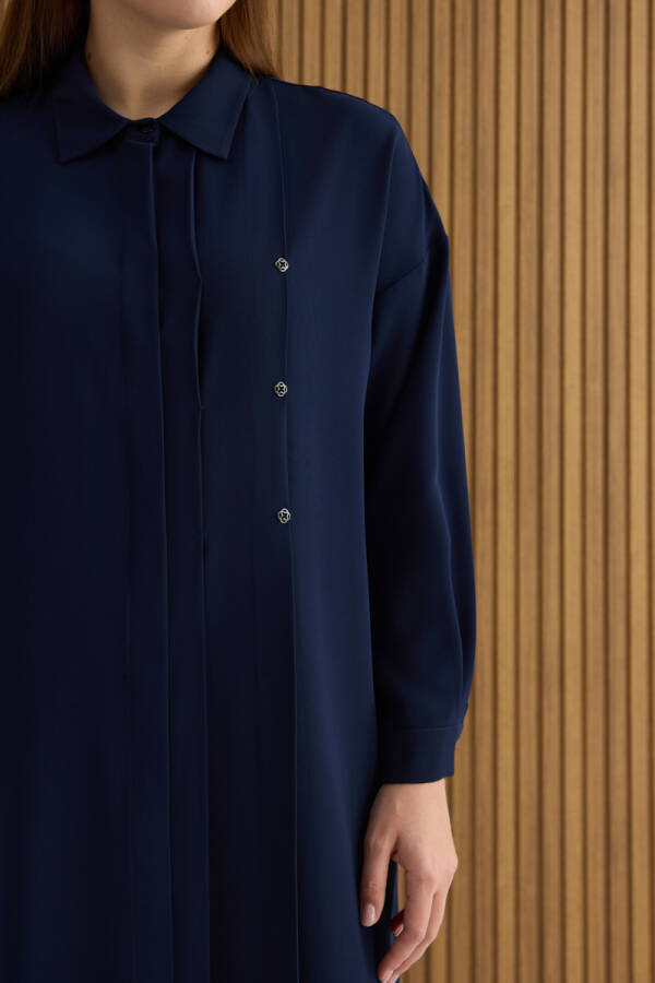 Lacivert Koza Logolu Elbise - 5