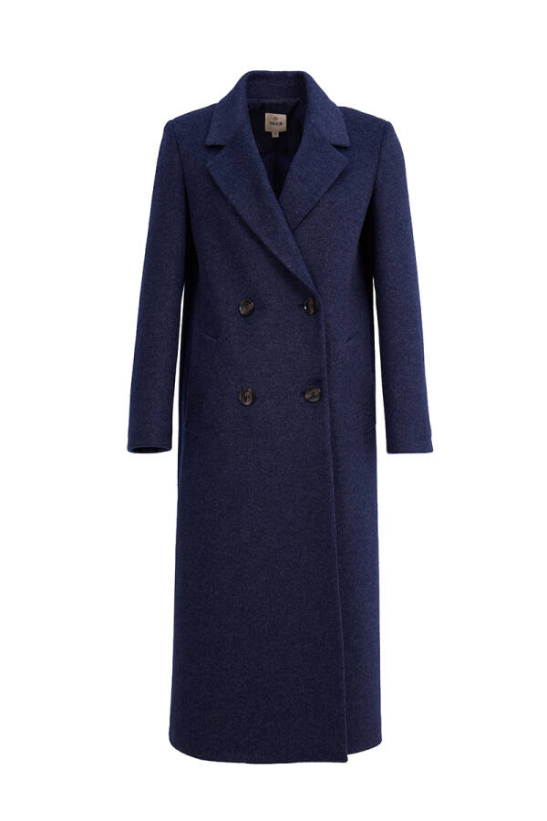 Lacivert Kruvaze Kapama Kaşe Kaban - 1