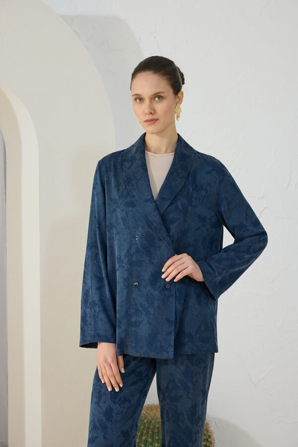 Lacivert Kruvaze Kapama Tunik - 3