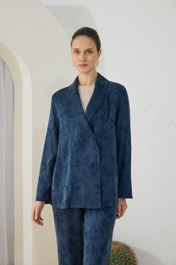 Lacivert Kruvaze Kapama Tunik - 4