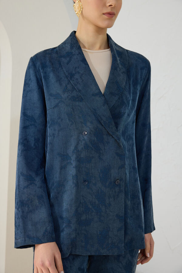 Lacivert Kruvaze Kapama Tunik - 5