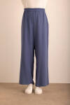Lacivert Kup Detaylı Beli Lastikli Dokuma Pantolon - 2