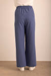 Lacivert Kup Detaylı Beli Lastikli Dokuma Pantolon - 7