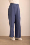Lacivert Kup Detaylı Beli Lastikli Dokuma Pantolon - 6
