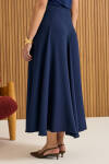 Lacivert Kuplu Crep Kloş Etek - 6