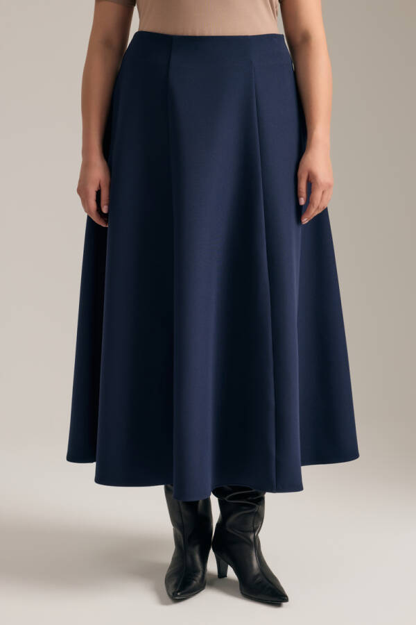 Lacivert Kuplu Kloş Etek - 2