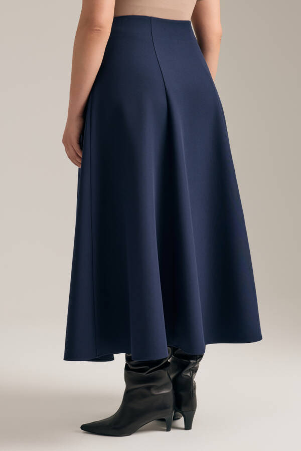 Lacivert Kuplu Kloş Etek - 5