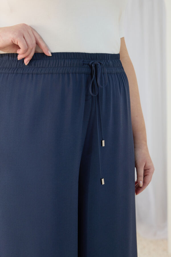 Lacivert Lastik Detaylı Pantolon Etek - 5