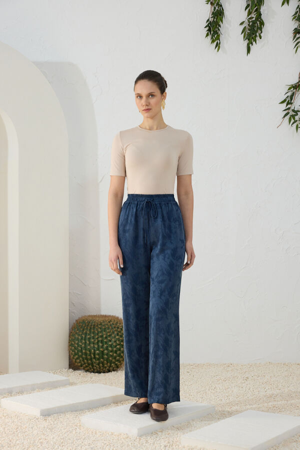 Lacivert Lastik Detaylı Pantolon - 3