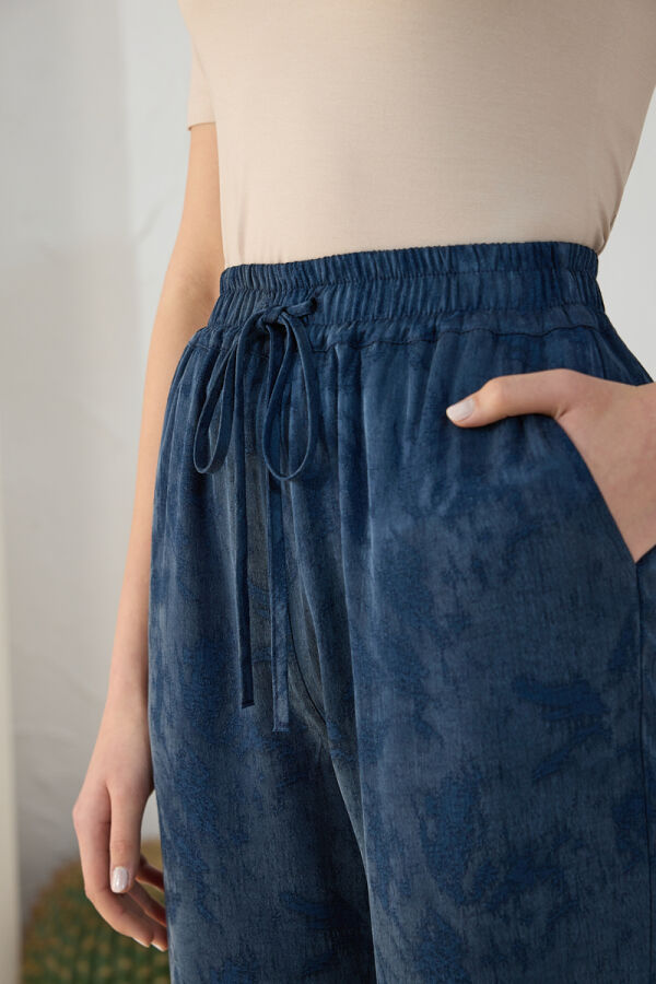 Lacivert Lastik Detaylı Pantolon - 6