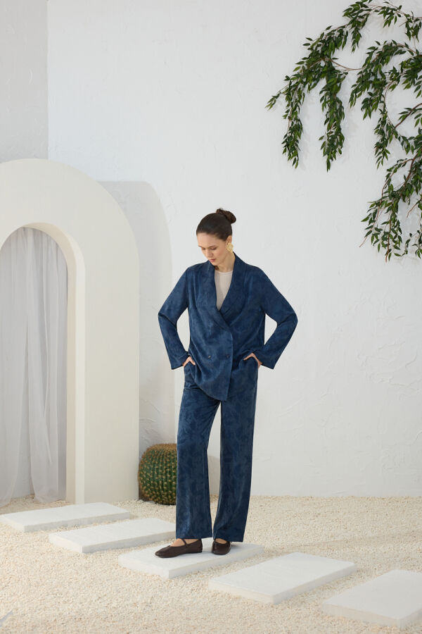 Lacivert Lastik Detaylı Pantolon - Aker