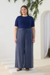 Lacivert Lastikli Detaylı Rahat Kalıp Pantolon Etek - 2