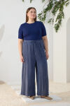 Lacivert Lastikli Detaylı Rahat Kalıp Pantolon Etek - 3
