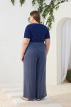 Lacivert Lastikli Detaylı Rahat Kalıp Pantolon Etek - 6