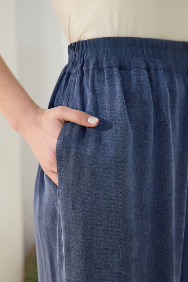 Lacivert Lastikli Pantolon Etek - 6