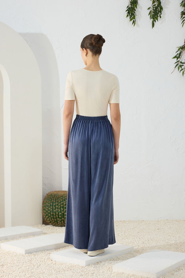 Lacivert Lastikli Pantolon Etek - 7