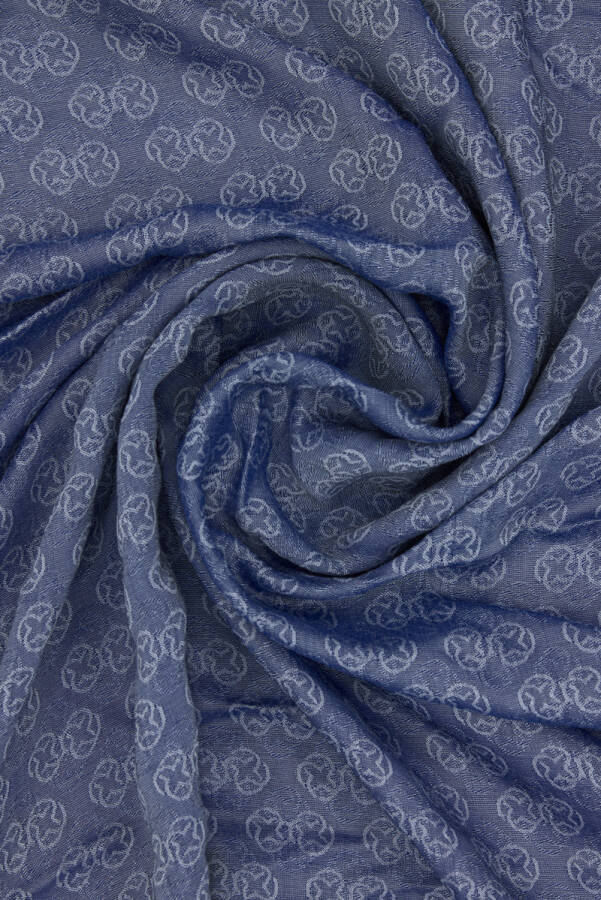 Lacivert Monogram Jakar Eşarp - Aker (1)