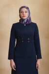 Lacivert Nakış Detaylı Ceket - 2
