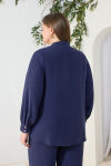 Lacivert Nervür Detaylı Bluz - 6